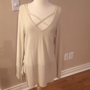 Cream long Free People shirt